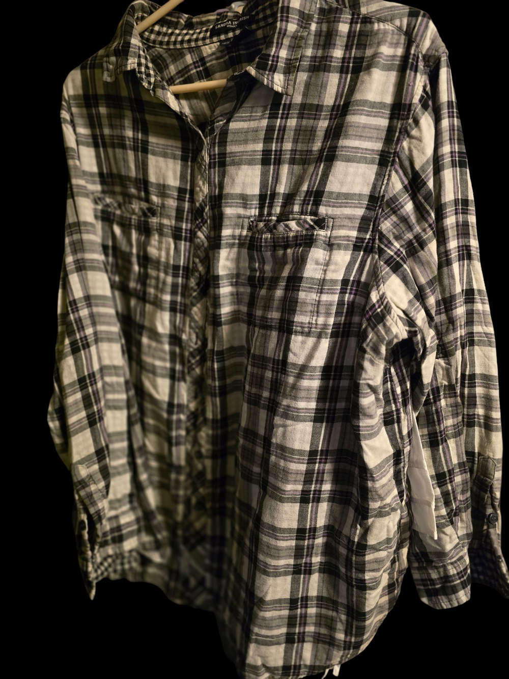 Sandra Ingrish Men's White and Black Plaid Button-Down Shirt